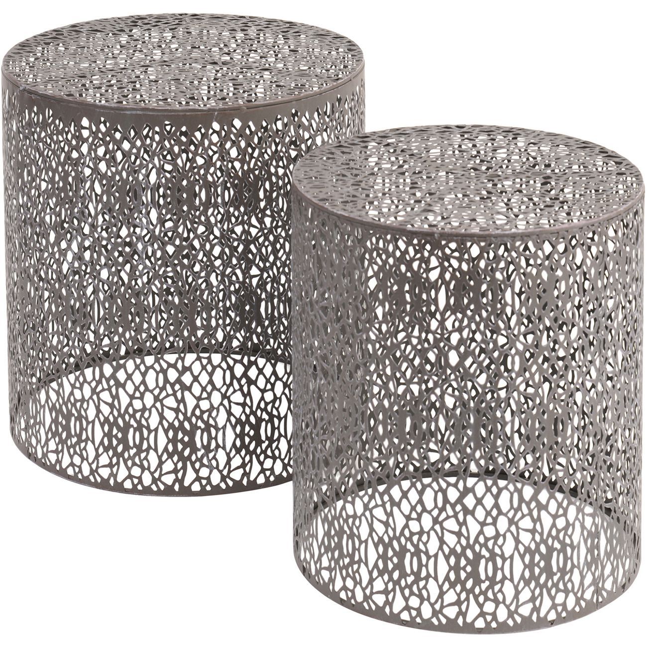 March Promo Caprio Set Of Two Nesting Side Tables with Antique Grey Finish