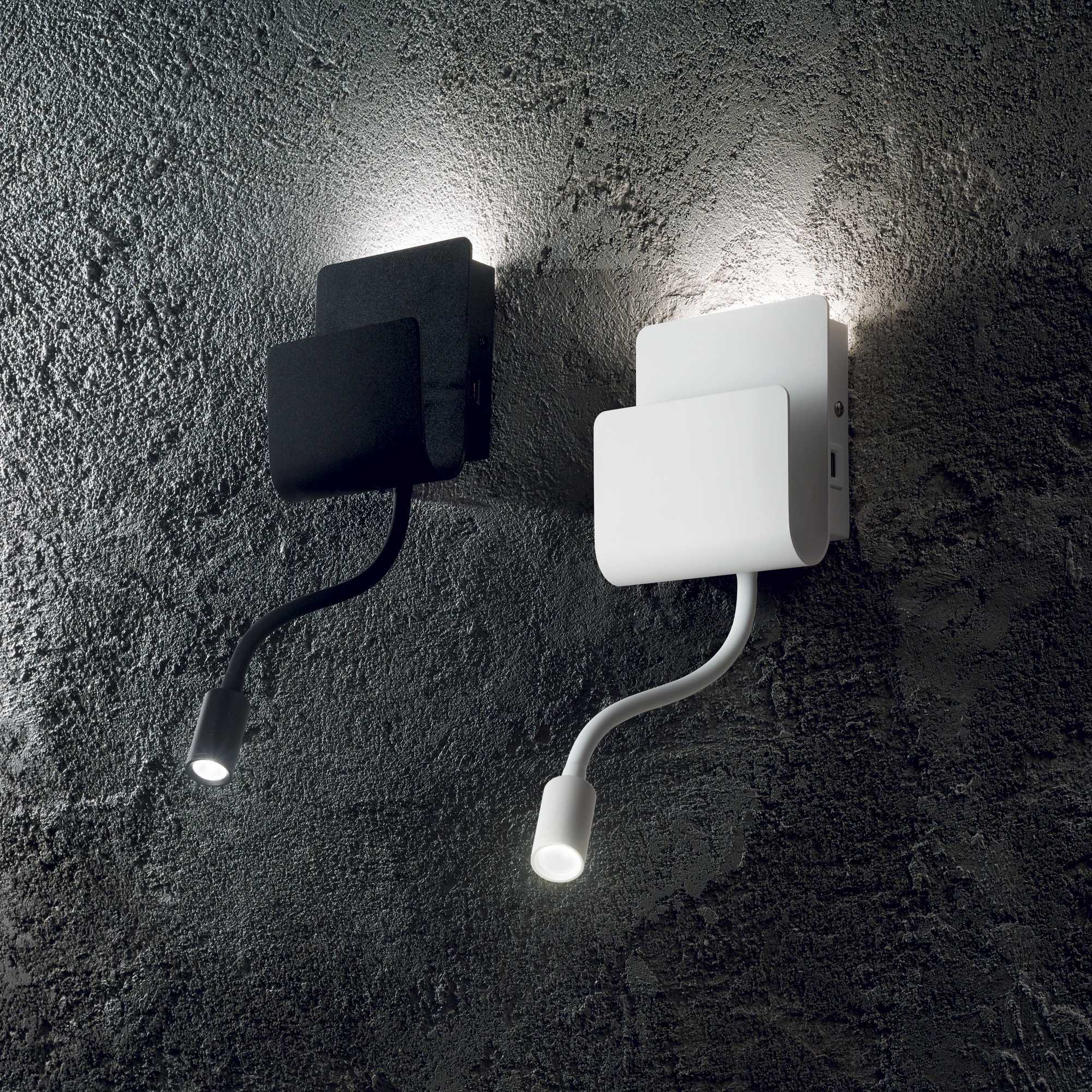 Probe LED Wall Light Fitting - White/Black Finish - Cusack Lighting