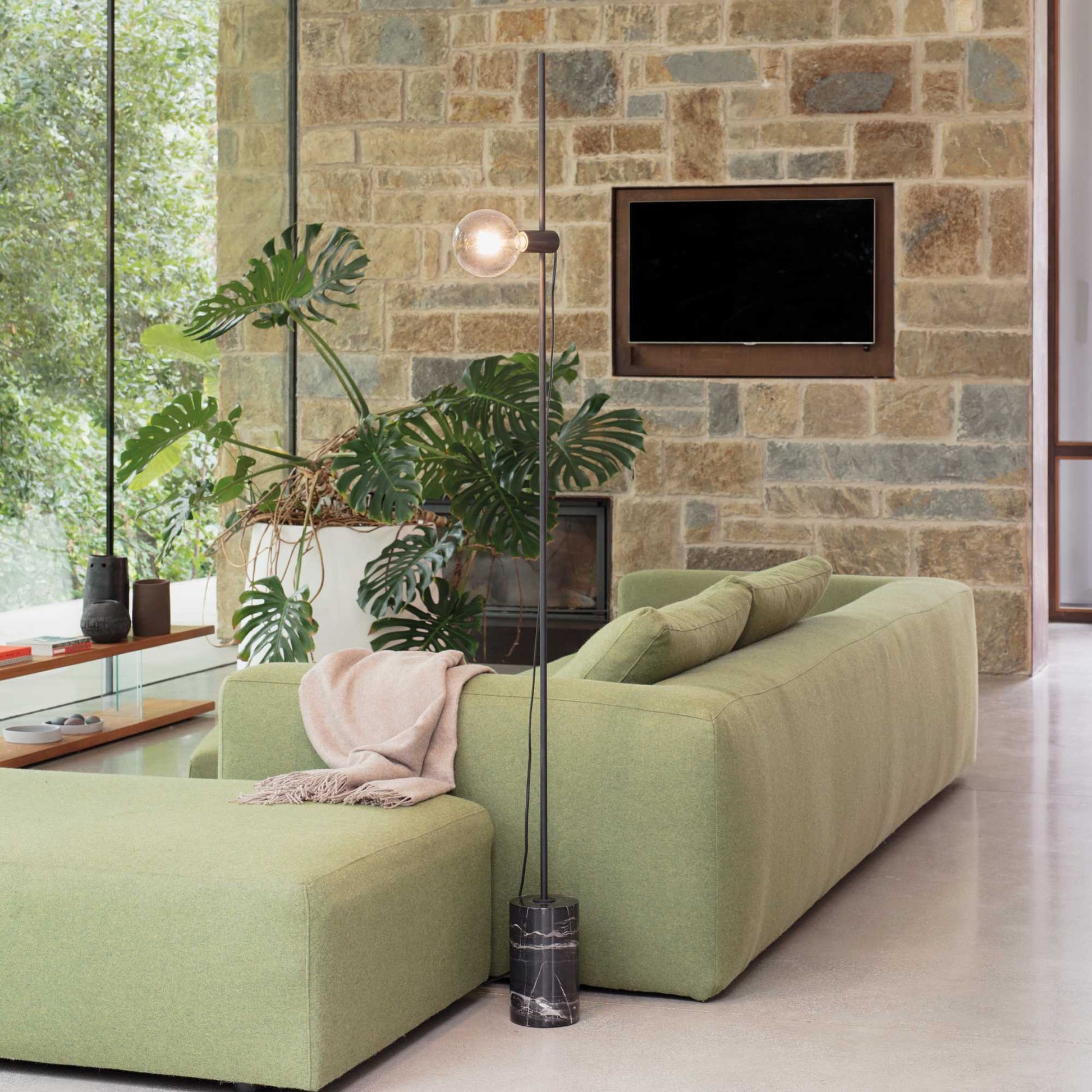 EVA Floor Lamp - White/Black Finish - Cusack Lighting