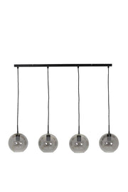 Subar 4 Lt Hanging Lamp - Matt Black & Smoked Glass Finish