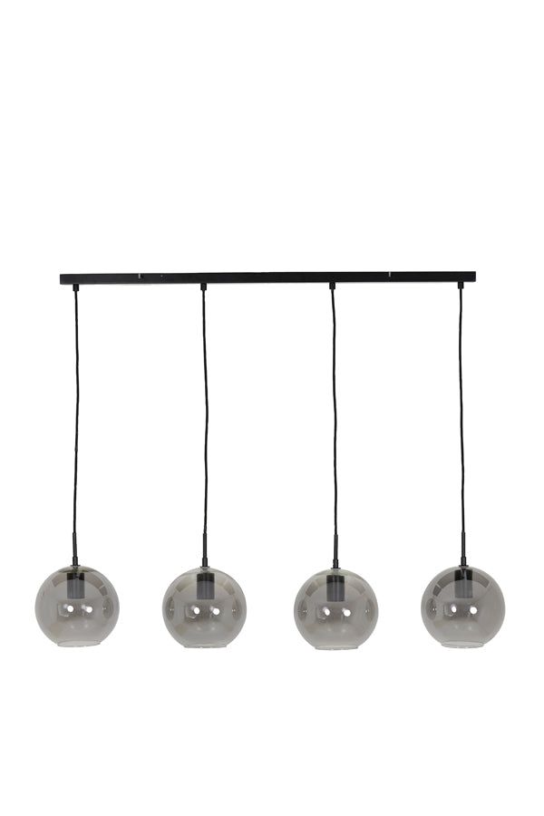 Subar 4 Lt Hanging Lamp - Matt Black & Smoked Glass Finish