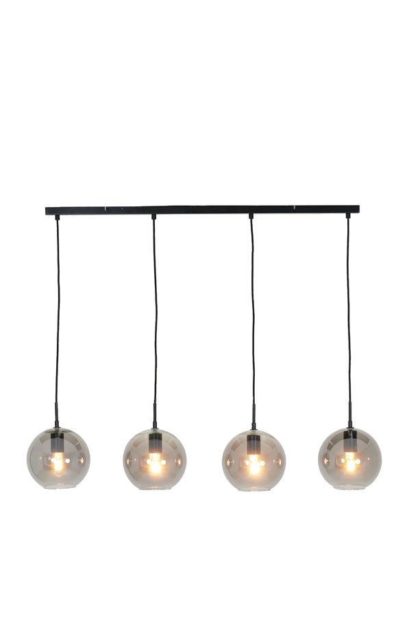 Subar 4 Lt Hanging Lamp - Matt Black & Smoked Glass Finish