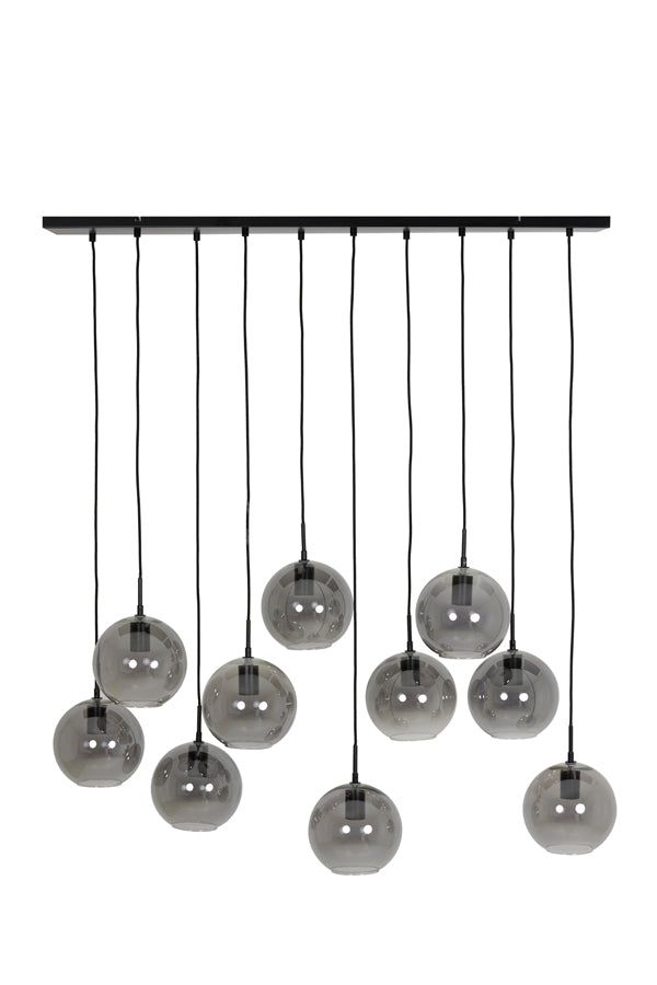 Subar 10 Lt Hanging Lamp - Matt Black & Smoked Glass Finish