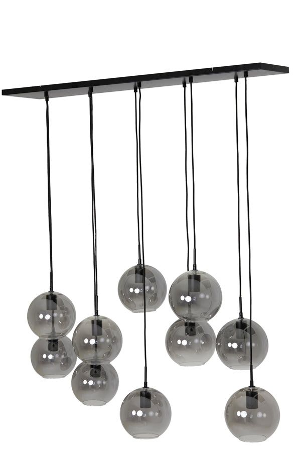Subar 10 Lt Hanging Lamp - Matt Black & Smoked Glass Finish