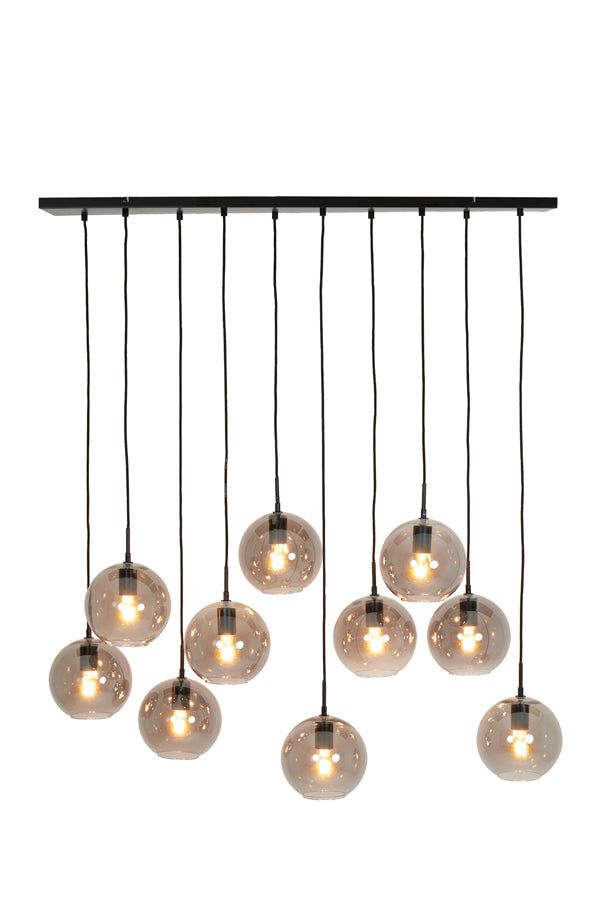 Subar 10 Lt Hanging Lamp - Matt Black & Smoked Glass Finish