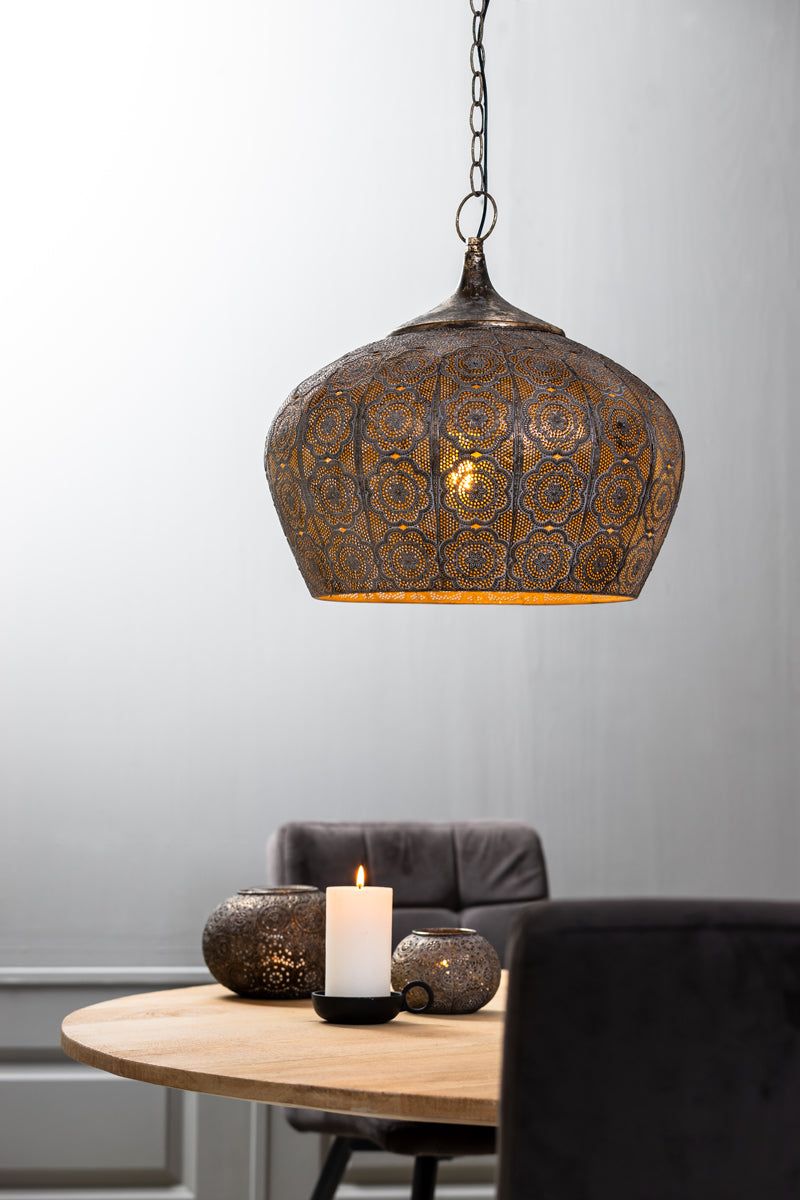 Emine Medium Hanging Lamp - Brown Gold Finish