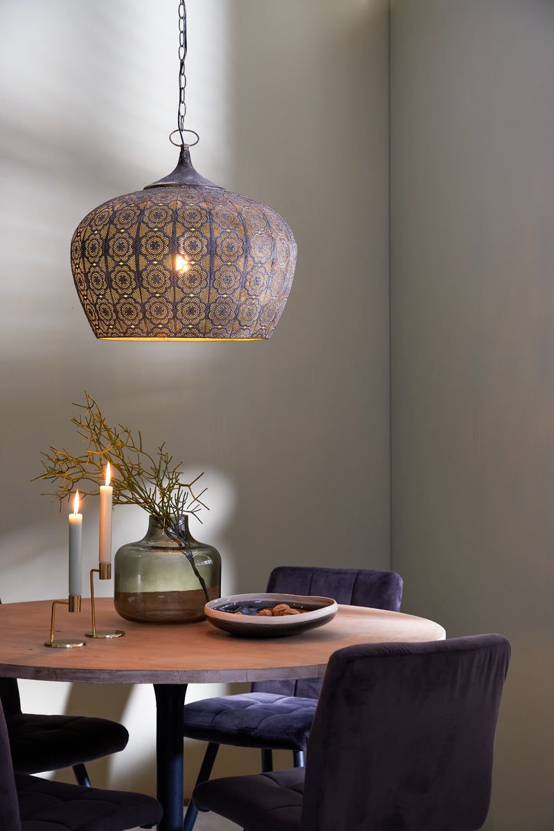 Emine Large Hanging Lamp - Brown Gold Finish