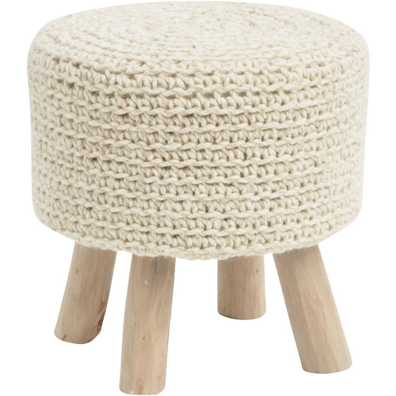 Nomad Small Knitted Bar Stool - Cream Finish