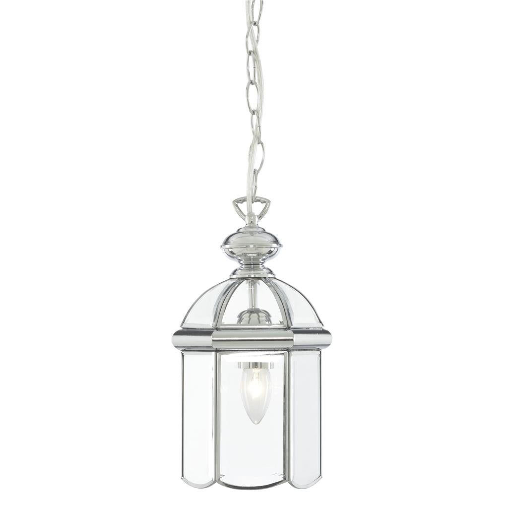 Bevelled Lantern Domed Pendant - Polished Brass/Antique Brass/Chrome & Glass