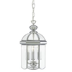 Bevelled Lantern 3 Lt Domed Pendant - Polished Brass/Antique Brass/Chrome & Glass