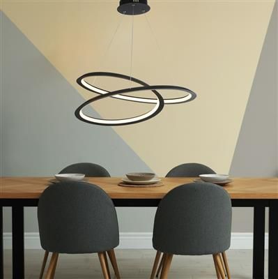 Swirl Led Ceiling Pendant - Sand Black & Opal