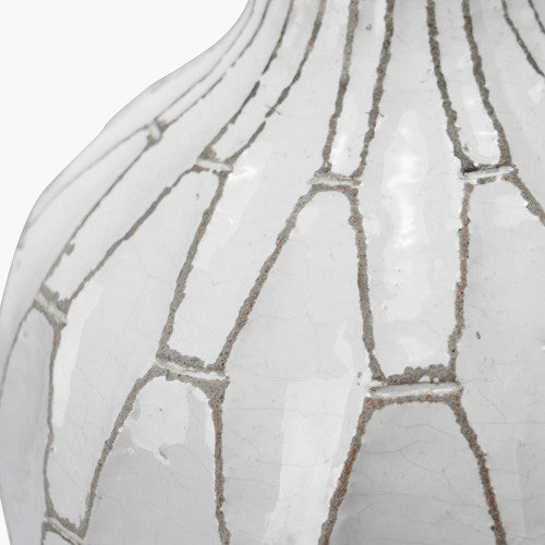 Gaudi Stoneware Geometric Vase - White Finish