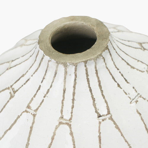 Gaudi Stoneware Geometric Vase - White Finish