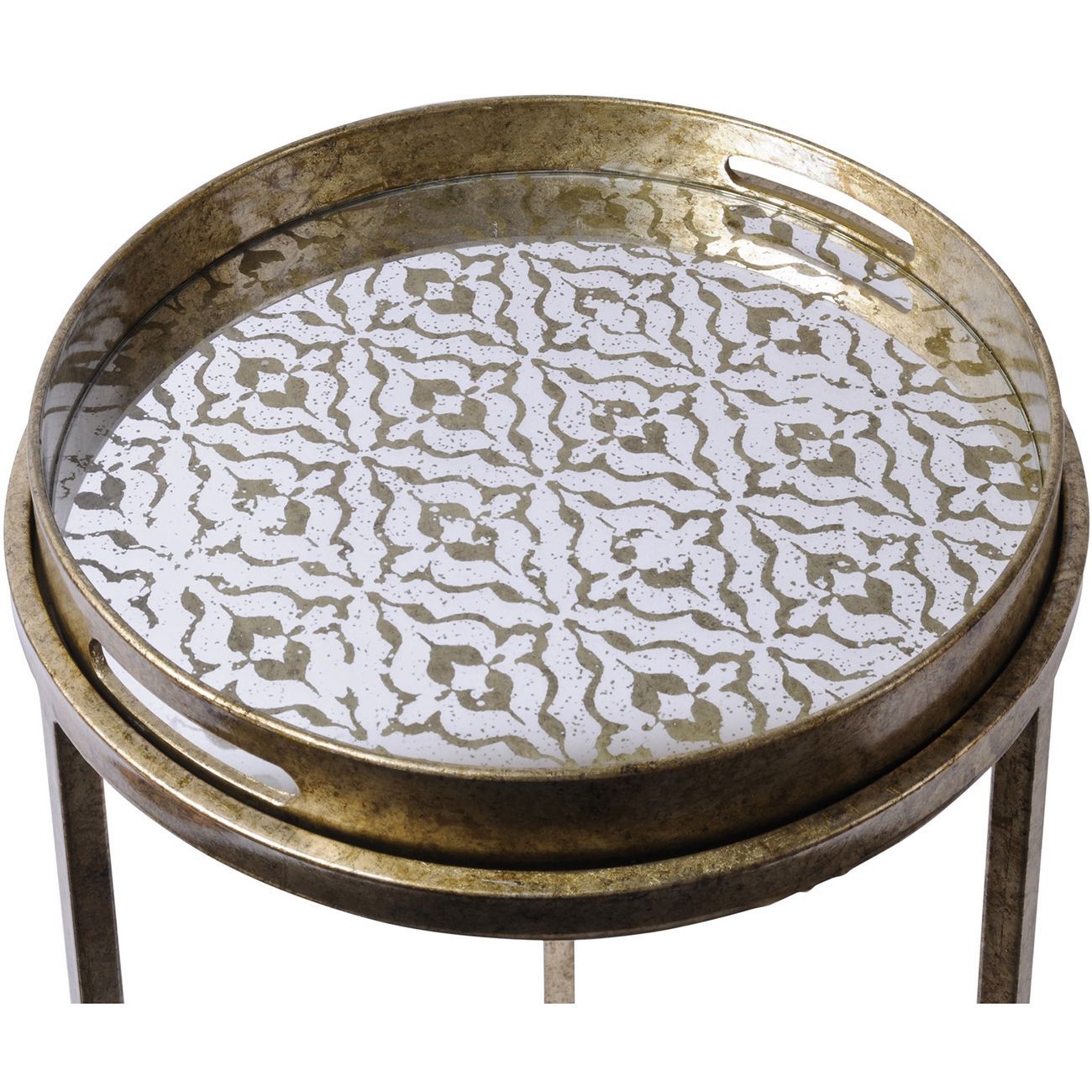 Vienna Antique Gold Diamond Set Of 2 Side Tray Tables