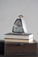 Isosceles Small Curved Front Mantel Clock - Nickel Finish