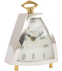 Isosceles Small Curved Front Mantel Clock - Nickel Finish