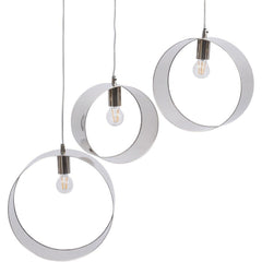 Ara Set Of 3 Ring Hanging Lights - Silver Finish