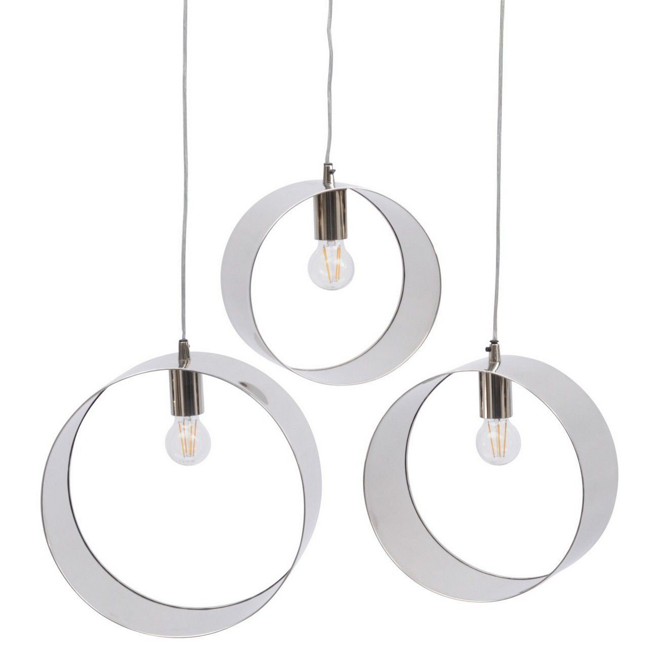 Ara Set Of 3 Ring Hanging Lights - Silver Finish