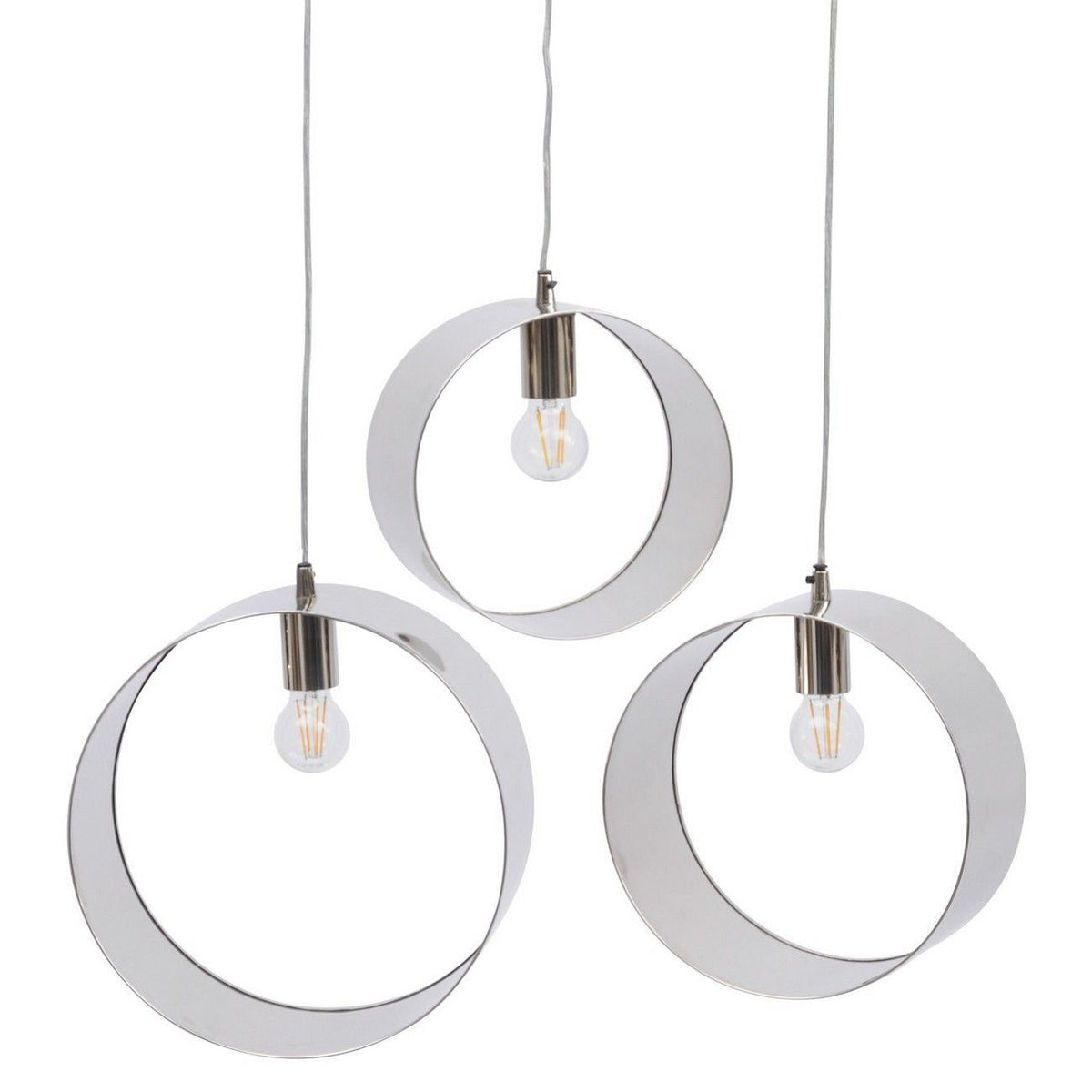 Ara Set Of 3 Ring Hanging Lights - Silver Finish