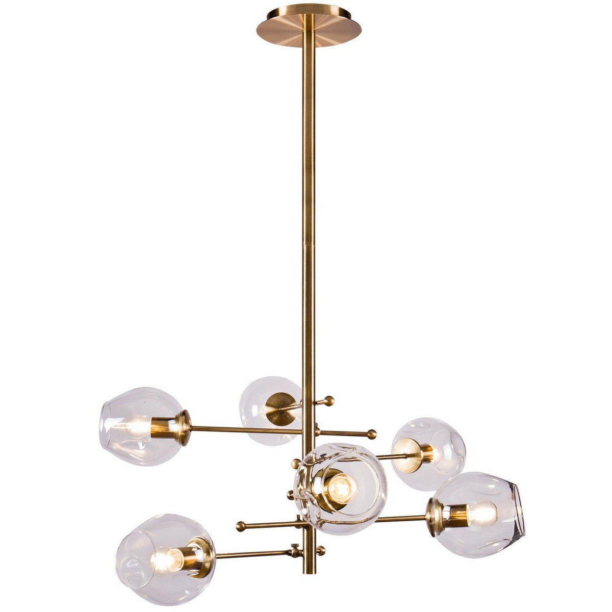Orion Clear 6 Bubble Hanging Light -  Brass Finish