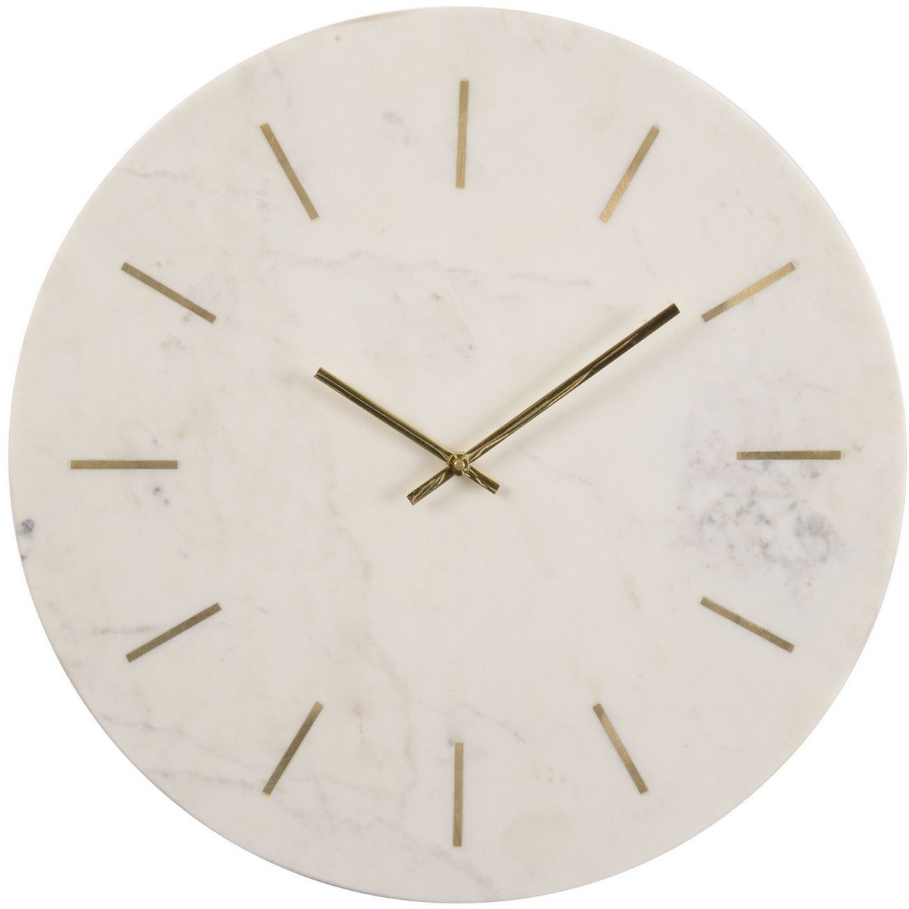 Brass Inlay Wall Clock - Marble Finish