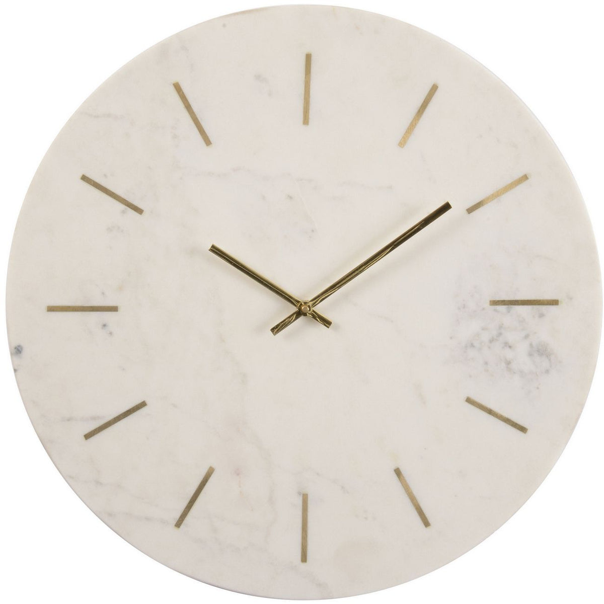 Brass Inlay Wall Clock - Marble Finish