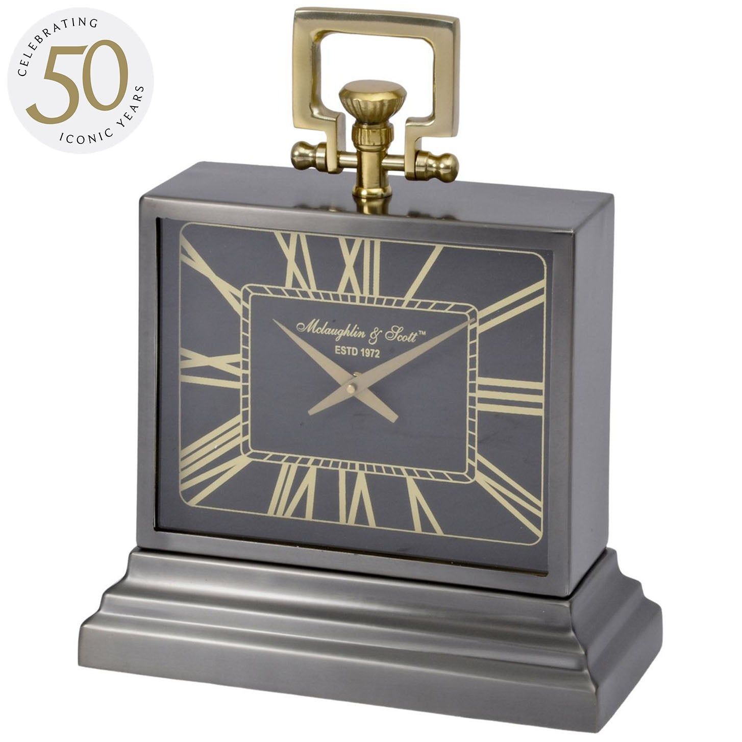 Latham Small Aluminium Rectangular Clock - Black Finish