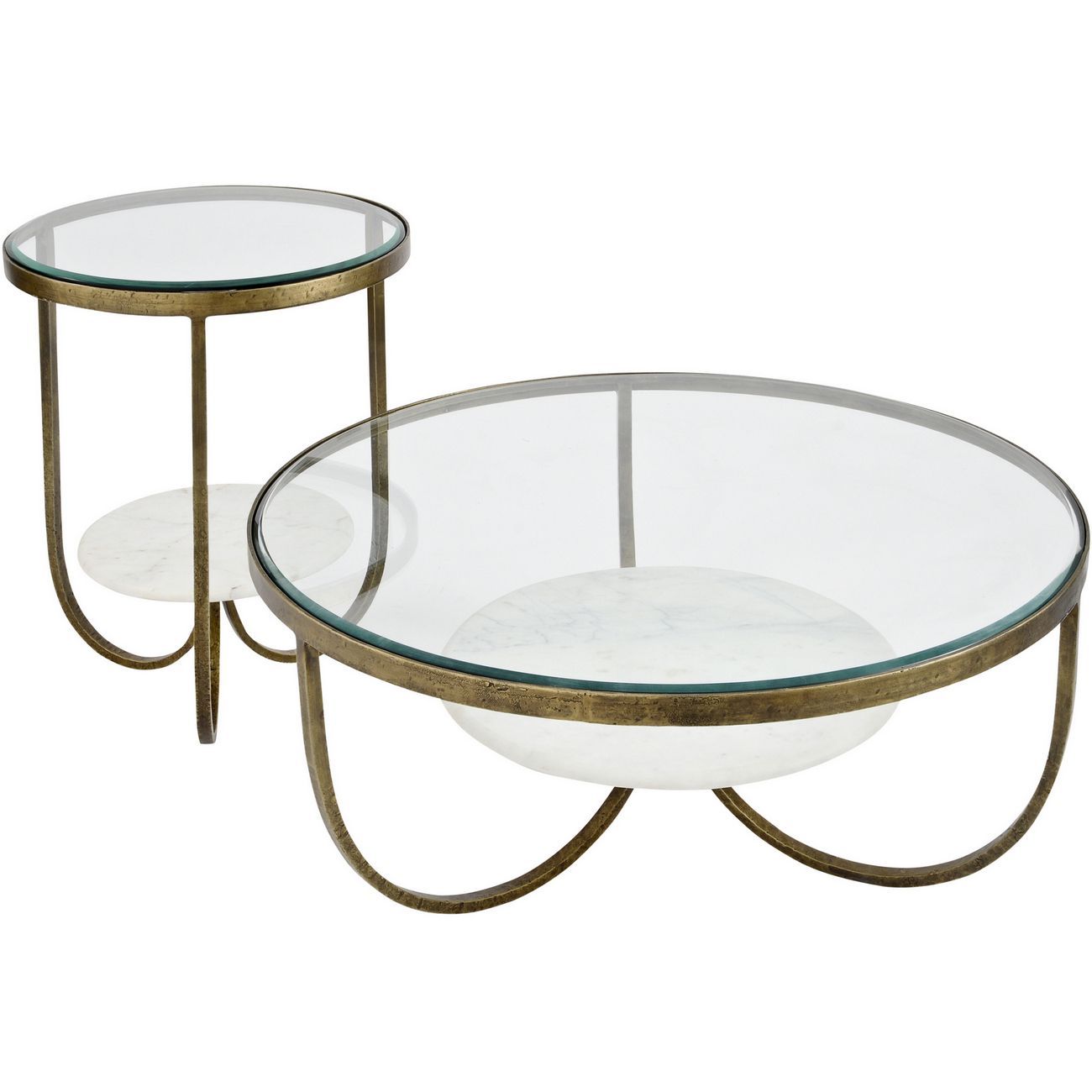 Nolita White Marble & Antique Gold Iron Side Table