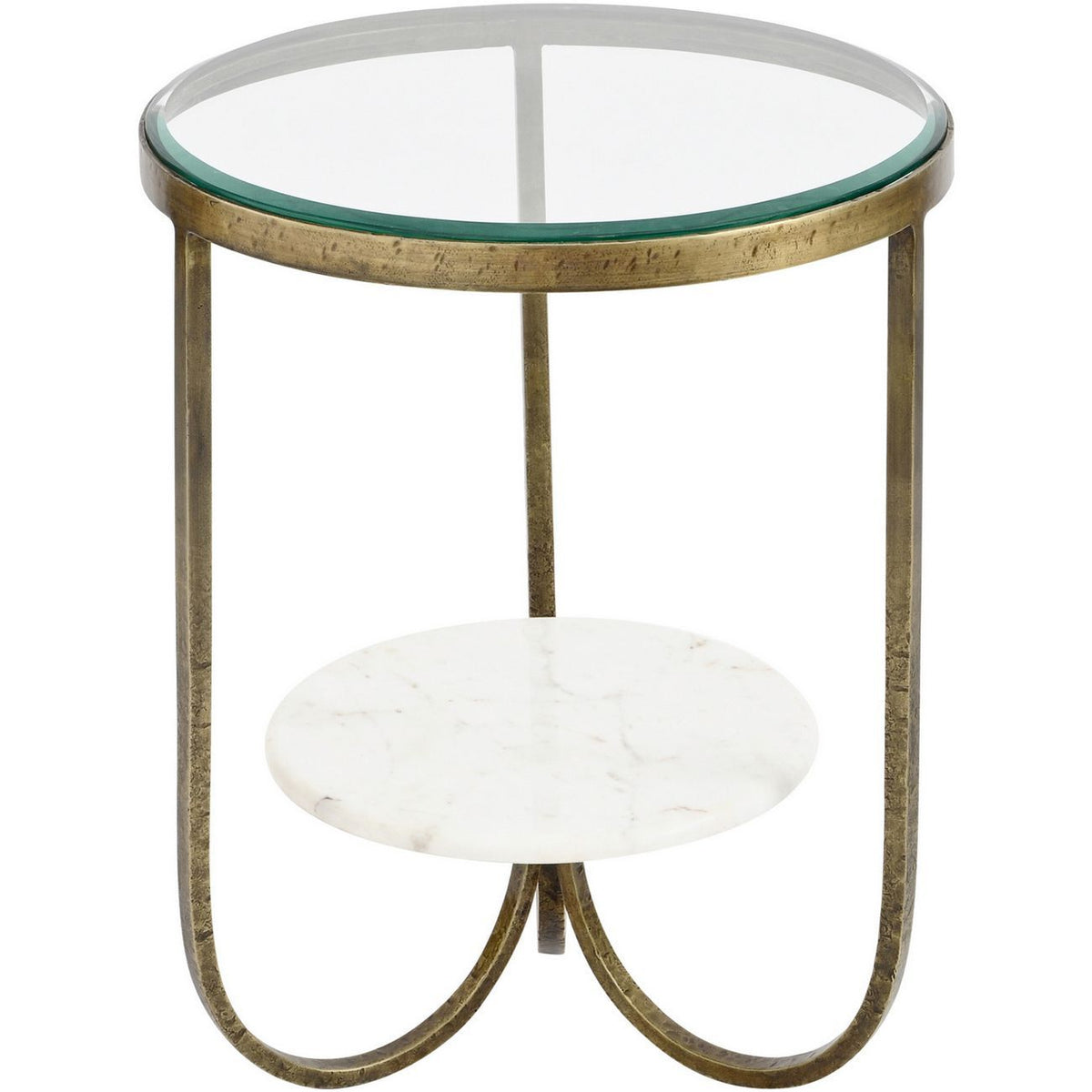 Nolita White Marble & Antique Gold Iron Side Table