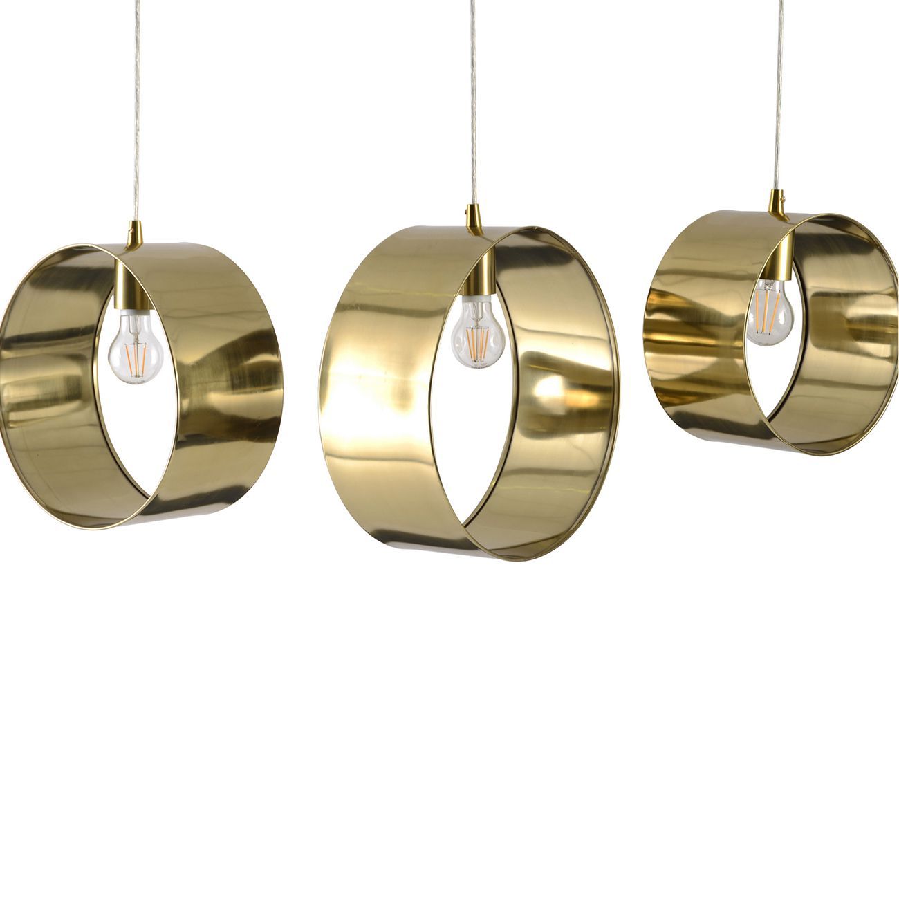 Ara Set Of 3 Ring Hanging Lights - Gold Finish