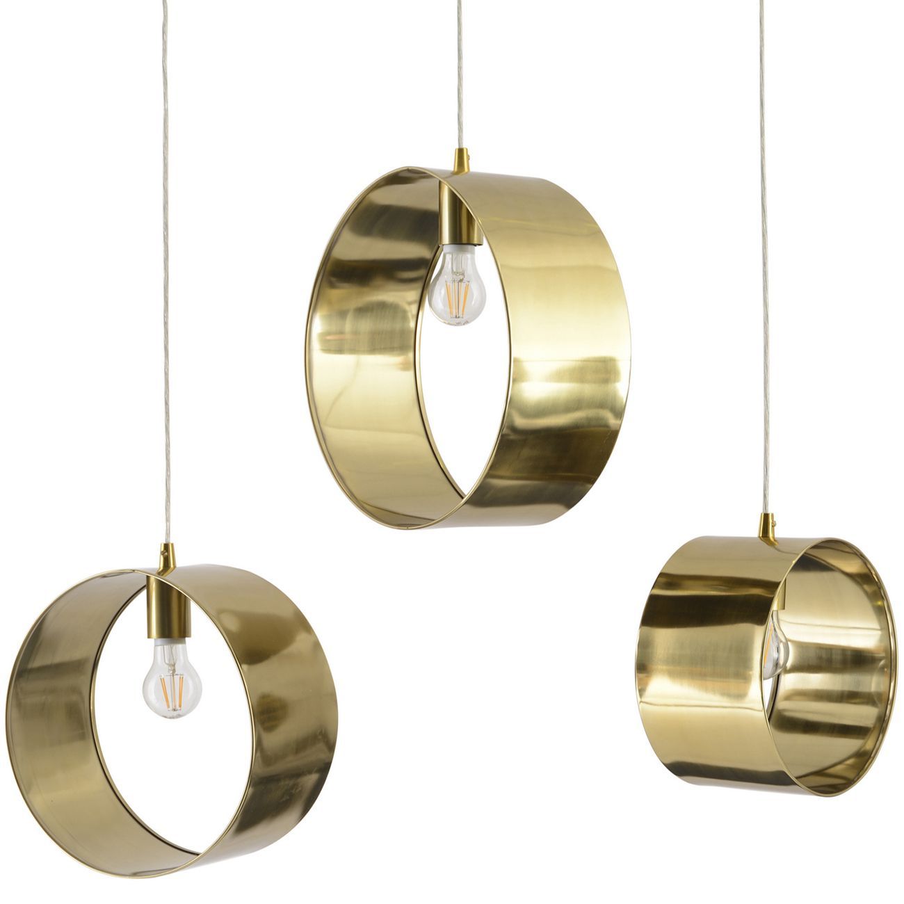 Ara Set Of 3 Ring Hanging Lights - Gold Finish