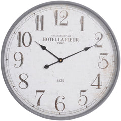 Hotel La Fleur Wall Clock - Grey Finish