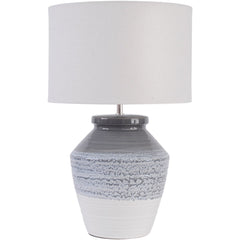 Skyline Medium Porcelain Table Lamp & Shade - Grey Finish