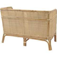 EX DISPLAY Toba Natural Rattan Bench with High Wrap Round Back