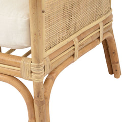 EX DISPLAY Toba Natural Rattan Bench with High Wrap Round Back