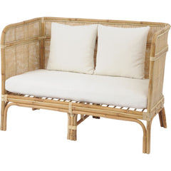 EX DISPLAY Toba Natural Rattan Bench with High Wrap Round Back