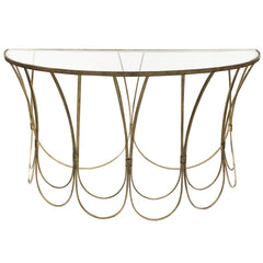 Deco Champagne Iron Console Table With Scallop Detail