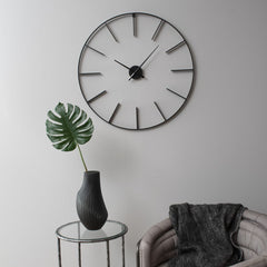 Tiverton Skeleton Wall Clock - Black Finish