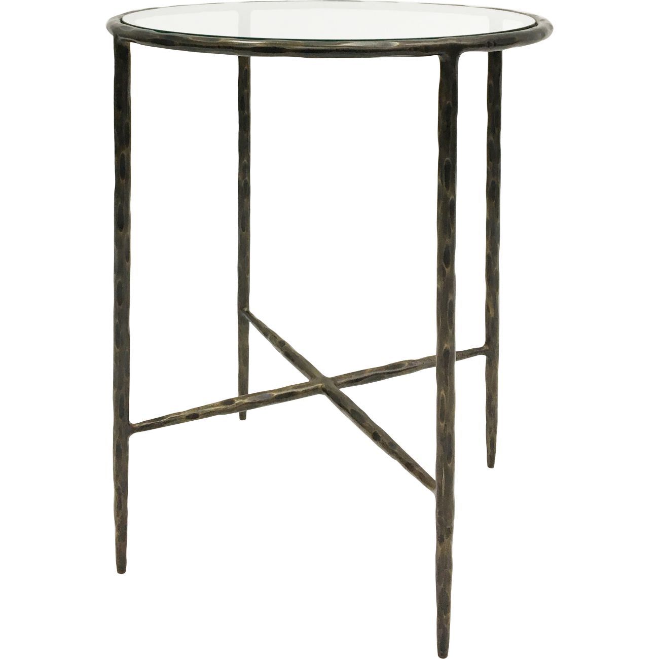 Patterdale Hand Forged Side Table - Dark Bronze with Glass Top