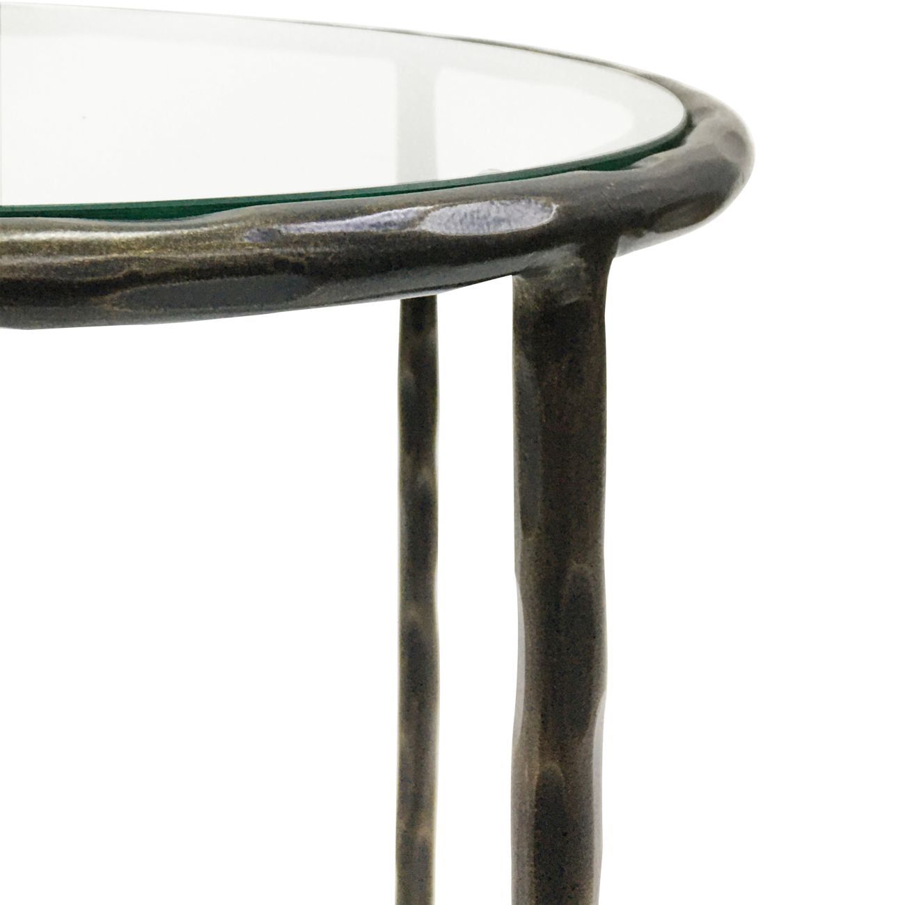 Patterdale Hand Forged Side Table - Dark Bronze with Glass Top