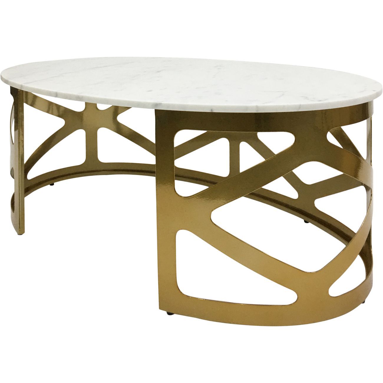 Metropolitan Coffee Table Metallic Champagne Finish with Off-White Marble