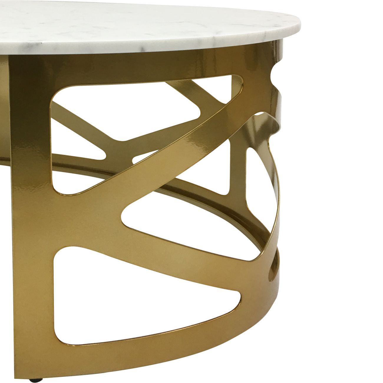 Metropolitan Coffee Table Metallic Champagne Finish with Off-White Marble