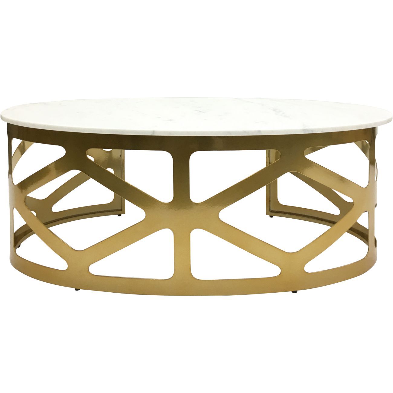 Metropolitan Coffee Table Metallic Champagne Finish with Off-White Marble