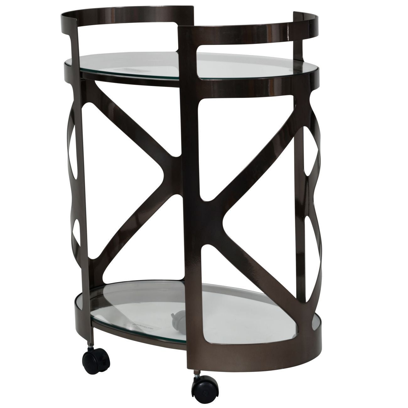 Metropolitan Drinks Trolley Metallic Black Nickel Finish with Glass Shelves