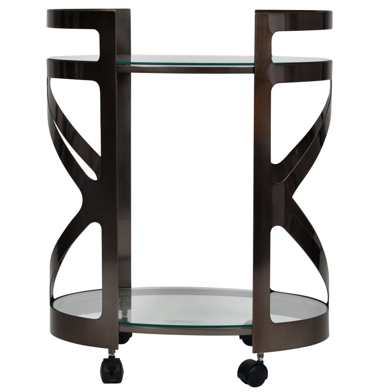 Metropolitan Drinks Trolley Metallic Black Nickel Finish with Glass Shelves