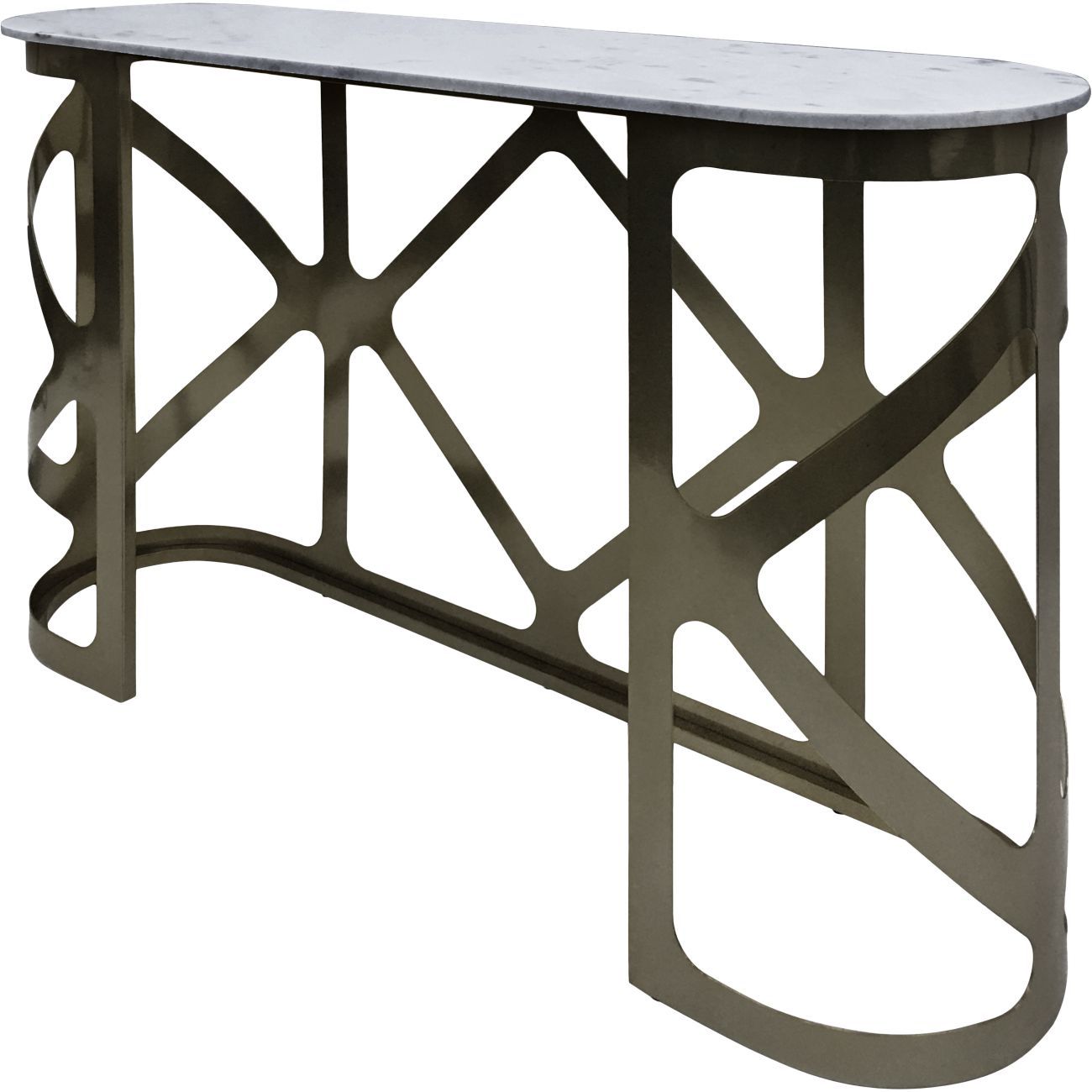 Metropolitan Console Table Metallic Black Nickel Finish with Grey Marble Top