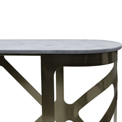 Metropolitan Console Table Metallic Black Nickel Finish with Grey Marble Top