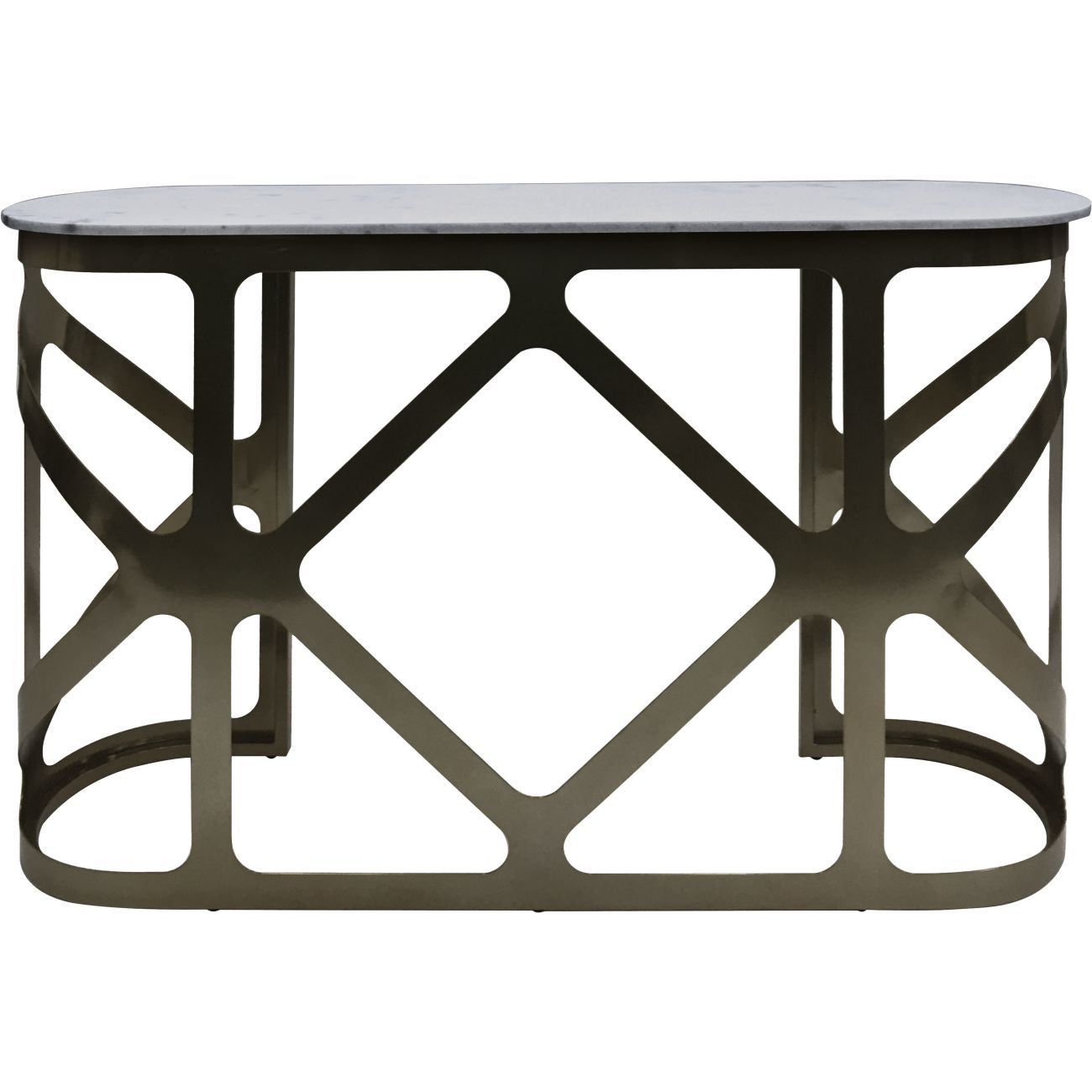 Metropolitan Console Table Metallic Black Nickel Finish with Grey Marble Top