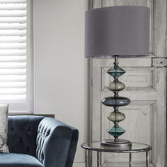 Eva Table Lamp (Base Only) - Brushed Grey & Blue Glass Finish