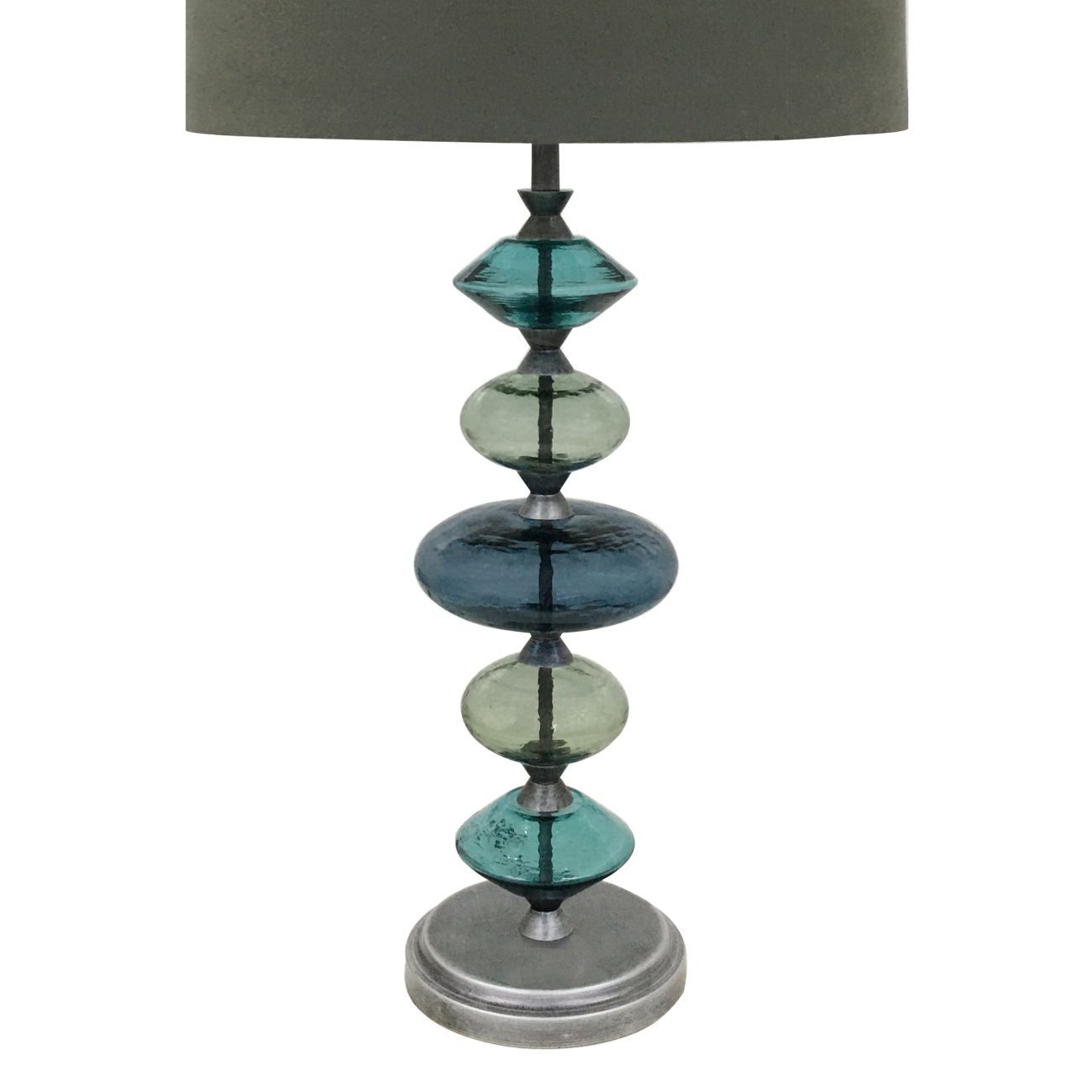 Eva Table Lamp (Base Only) - Brushed Grey & Blue Glass Finish